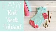 Erica's Easy Knit Sock Tutorial! (Beginner Friendly Knitting Tutorial!)