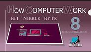 Bit Nibble Byte| How Computer Work, & store data| 8 bits combination | Binary number |