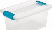 Sterilite Medium Clip Box, Stackable Small Storage Bin with Latching Lid, Plastic Container to Organize Office, Crafts, Clear Base and Lid, 8-Pack
