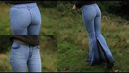 Skin Tight Flared Miss Sixty- Augusta Bell Bottoms Jeans with Leather High Heel Boots
