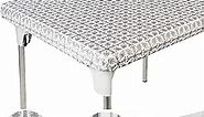 TopTableCloth Vinyl Tablecloth Plastic Elastic Corner Rectangle 8ft 96 x 30 in Silver Pattern Picnic Table Cloth for Folding TableCover Anniversary Birthday Holiday Tablecloths Trade Show Thanksgiving