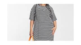 Noisy May Curve midi t-shirt dress in black and white stripe | ASOS