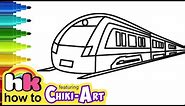 How to Draw a Train Easy | Drawing for kids | Chiki Art | HooplaKidz How To