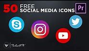 50 Free Animated Social Media Icons mogrt | Premiere pro templates