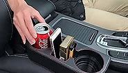 Coin Side Pocket Console Side Pocket Leather Cover Car Cup Holder Auto Front Seat Organizer Cell Mobile Phone Holder (Black)