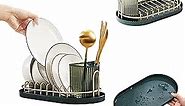 Small Dish Drainers for Inside Sink, In Sink Mini Dish Drying Rack with Drainboard for Kitchen Counter