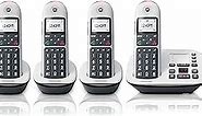 Motorola CD5014 DECT 6.0 Cordless Phone with Answering Machine, Call Block and Volume Boost, White, 4 Handsets