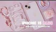 iPhone 15 Plus Pink 256GB 🌷📱unboxing, accessories, setup, pastel aesthetic