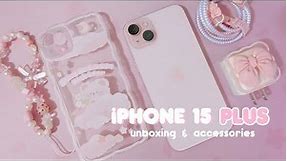 iPhone 15 Plus Pink 256GB 🌷📱unboxing, accessories, setup, pastel aesthetic