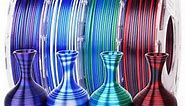 AMOLEN Silk PLA 3D Printer Filament Bundle, Multicolor Rainbow PLA 1.75mm, Shiny Fast Color Change PLA Irregular Stripes 3D Printing Filament for Most FDM 3D Printer, 200g X 4 Spools