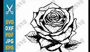 Rose CLIPART Black and White Free PNG JPG SVG Download - Easy Flower Drawing Simple Floral Outline