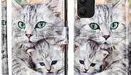 MEMAXELUS Flip Wallet Case for Samsung Galaxy S23 Plus 5G, Galaxy S23 Plus Case with Magnetic Kickstand Card Holder Slot Cute Premium Leather Protective Case for Samsung S23 Plus 5G Two Cats BX
