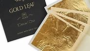 24K Genuine Edible Gold Leaf - Real Gold Leaf - BIG Size 10cm x 10cm - BIG Sheets - Original Gold Leaf Sheets For | Art | Food | Craft | Decoration | Beauty - Bright & Shine Large Gold Sheets