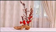 FLOWER ARRANGEMENT IDEAS 291. Red Gladiolus, Jasmine Flower in a Wooden Vase