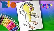 Rio Coloring Pages for kids. How to Coloring yellow canary Nico