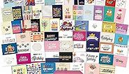 80 Unique Birthday Cards- Happy Cards Bulk With Greetings Inside – Assorted Envelopes and Stickers -Large 5 x 7 inches- Greeting Box Set