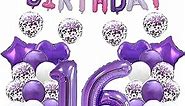16th Birthday Balloon 16th Birthday Decorations Purple 16 Balloons Happy 16th Birthday Party Supplies Number 16 Foil Mylar Balloons Latex Balloon Gifts for Girls,Boys,Women,Men