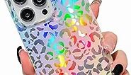 KERZZIL Trendy Cute Holographic Iridescent Soft Protective TPU Compatible with iPhone Square Edge Case(Rainbow,iPhone 14 Pro Max)