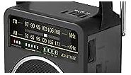 JEUJUG Portable AM FM Radio, Bluetooth 5.0 Radio 5 Watts Loud Speaker,FM Radio Built-in Rechargeable Battery/DC D*4 Cell Battery Operated & AC Power Plug in Wall Radio Black