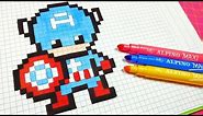 Handmade Pixel Art - How To Draw Captain America #pixelart