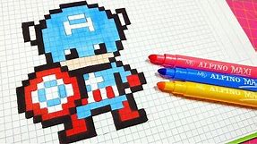 Handmade Pixel Art - How To Draw Captain America #pixelart