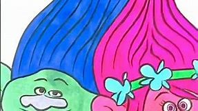 Coloring Queen Poppy and Branch from Trolls | Trolls world tour coloring page for kids
