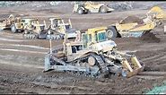 CAT D10N Dozers and 651E scrapers at work - Massive earth moving -