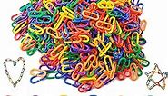 RONYOUNG 620PCS Rainbow C-Clips Plastic Chain Links, Bird Swing & Climbing Chain Cage Toy Clips & Hooks, DIY Kids Learning Toys for Classroom, Suitable for Sugar Glider, Rat, Parrot, Bird