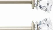 Curtain Rod 28 to 48 inch for Windows 2 Pack with Acrylic Diamond Finials,3/4" Standard Decorative Window Curtain Rod,Gold Nickel