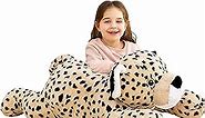 IKASA Giant Cheetah Stuffed Animal Plush Toy,Large Leopard Cute Jumbo Soft Toys,Huge Big Size Plushy Plushie,Gifts for Kids (Brown, 30 inches)