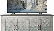 Galano Millicent 65 Inch TV Stand - Farmhouse Tv Stand - TV Stand with Storage - TV Cabinet - TV Stands for Living Room, Acrylic Mirrors - Mexican Grey