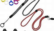 16 Pcs Anti Lost Lanyard Set Include 2 Necklace Lanyards Safety Neck Strap with 14 Silicone Ring Soft Protective Ring (Blue, Red)