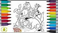 Disney Winnie the Pooh Coloring Book | Tigger Eeyore Piglet Rabbit Kanga Roo Owl