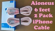 Aioneus Pink iPhone Charger 6FT 2-Pack