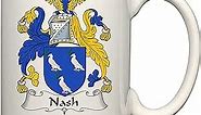 Nash Coat of Arms/Nash Family Crest 15 Oz Ceramic Coffee/Cocoa Mug, Made in the U.S.A.