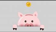 piggy bank save money concept animation