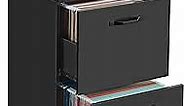 VASAGLE 2-Drawer File Cabinet, Filing Cabinet for Home Office, Small Rolling File Cabinet, Printer Stand, for A4, Letter-Size Files, Hanging File Folders, Industrial, Matte Black UOFC040B16