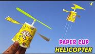 How to make Paper cup Helicopter | Rubber band powered flying plane | easy Paper toy