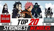 Top 20 Strongest Members Fairy Tail Guild | Fairy Tail Power Levels
