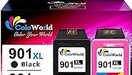 ColoWorld Remanufactured 901 Ink Cartridge Replacement for HP 901 XL Combo Pack Work with OfficeJet J4550 J4680 4500 J4580 J4540 J4500 J4680c G510a G510b G510g G510h G510n Printer (1 Black 1 Color)