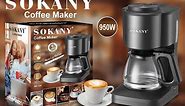 SOKANY 6-Cup Drip Coffee Maker, Simply Brew Compact Drip Filter Coffee Machine