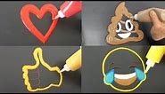Emoji Heart, Poop, Thumbs Up, Smiling Tears, Pancake Art