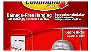 Command Ceiling Hooks, Total 12 Hooks with 16 Command Strips, 4 Pack of 3 Hooks, Decorate Damage-Free