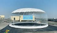 Test video of giant outdoor clear inflatable pool cover dome for pools