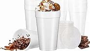 16 Oz Styrofoam Cups with Lids and Drinking Straws, Disposable White Foam Cups for Hot Cold Drink Beverage, To Go Drinking Cup for Coffee, Tea, Juice - 50Sets/150pcs