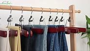 Nature Smile Wooden Pants Hangers 20 Pack Non Slip Skirt Hangers, Smooth Finish Solid Wood Clamp Hangers Hair Extension Hangers Jeans/Slack Hangers with 360° Swivel Hook - Pants Clip Hangers (Cherry)