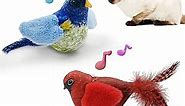 LEWISER Cat Toys Chirping Tit 2 Pcs with Catnip SilverVine, Suitable for Cat Wand Toys, Simulation Bird Design, Interactive Toys for Indoor Kitty Kitten Exercise, Red and Blue