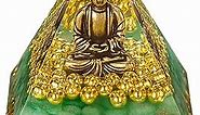 FENGSHUI-CAISHEN Little Buddha Statue in Healing Crystal Organite Pyramid - Green Aventurine with Baby Buddha Figurine, Reiki Chakra Meditation Buddha Decor