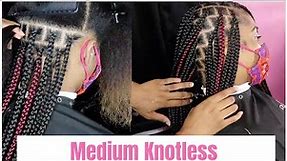 How to do Medium Knotless Box Braids ~ Medium Knotless Box Braids butt length l PolishedByTesia