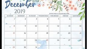 Free Printable December 2019 Calendar - Wiki-Calendar.Com